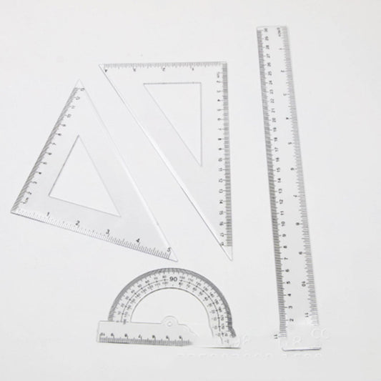 Bonvada 4 Pieces Math Geometry Tool Plastic Clear Protractor